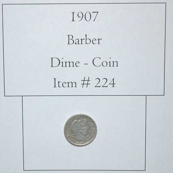 1907 Barber Dime, # 224 - Picture 1 of 4